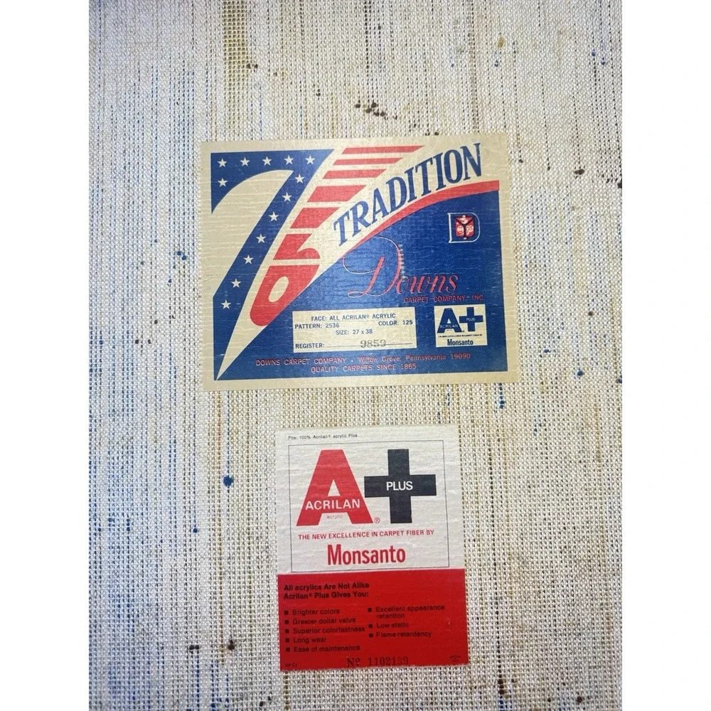 MONSANTO VINTAGE PATRIOTIC BICENTENNIAL EAGLE RUG CARPET 1976 36x27